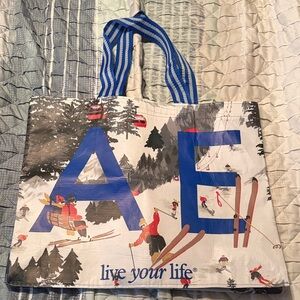 American Eagle Outfitters Ski Adventure Art Print - Blue, Red, and White